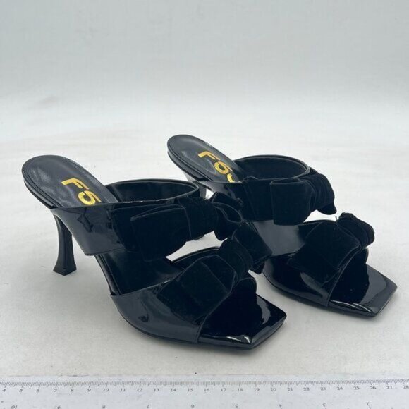 FSJ Women Sexy Two Bows Open Toe Mules Stiletto High Heel Slip On Party Evening - Picture 1 of 7